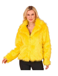 Widmann SRL Bontjas pluche dames geel kostuum Luuk