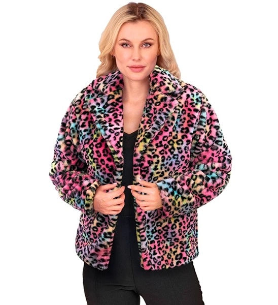 Widmann SRL Bontjas pluche dames luipaard multi kostuum Niek