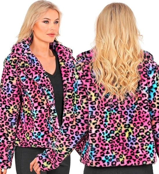 Widmann SRL Bontjas pluche dames luipaard multi kostuum Niek