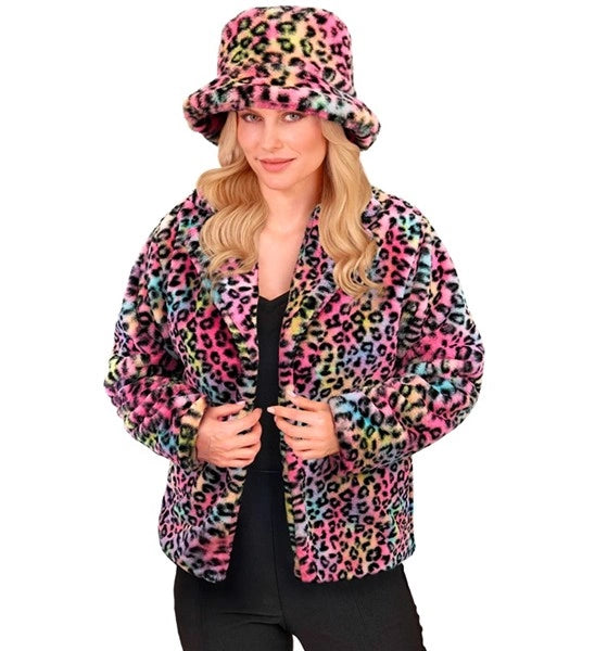 Widmann SRL Bontjas pluche dames luipaard multi kostuum Niek