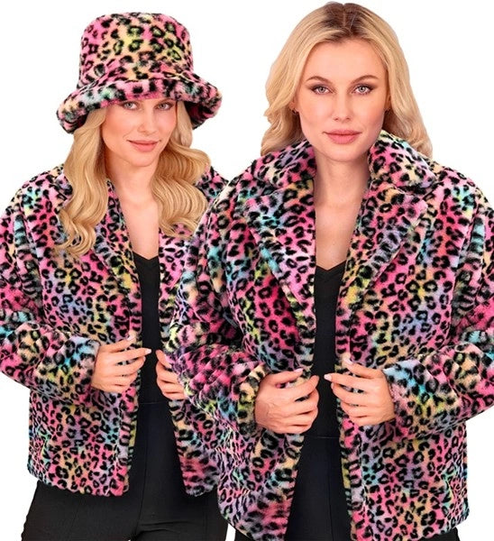 Widmann SRL Bontjas pluche dames luipaard multi kostuum Niek