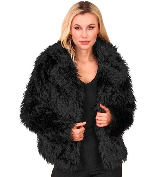 Widmann SRL Bontjas pluche dames zwart kostuum Sanne