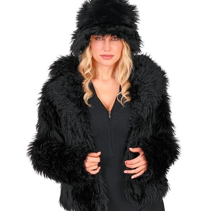 Widmann SRL Bontjas pluche dames zwart kostuum Sanne