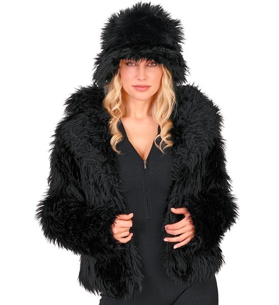 Widmann SRL Bontjas pluche dames zwart kostuum Sanne