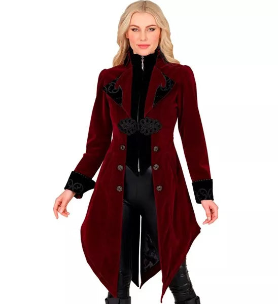 Widmann SRL Bordeaux fluwelen gothic jas dame kostuum Niels