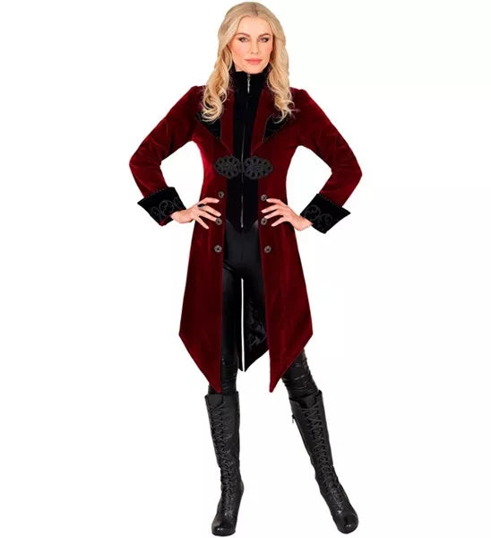 Widmann SRL Bordeaux fluwelen gothic jas dame kostuum Niels