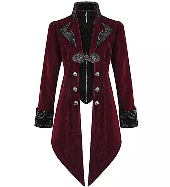 Widmann SRL Bordeaux fluwelen gothic jas heren kostuum Timo