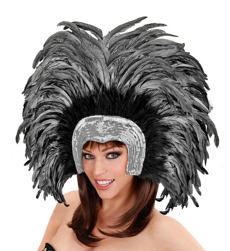 Widmann SRL Braziliaanse veren hoofdbedekking zilver