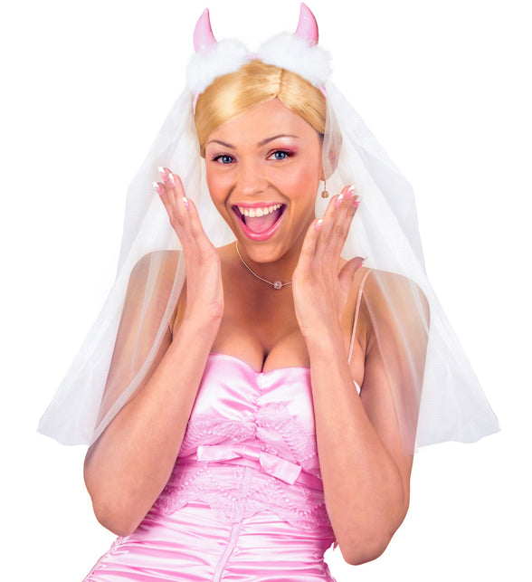 Widmann SRL Bride to be sluier met roze hoorntjes