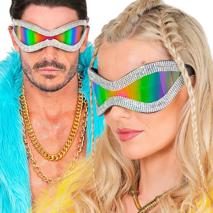 Widmann SRL Bril oversized met strass en paars glas