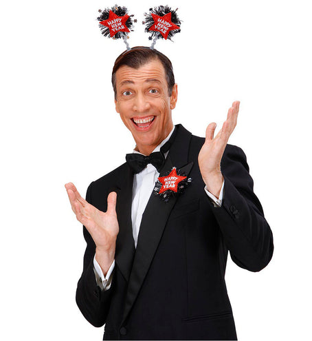 Widmann SRL Broche Happy New Year rood