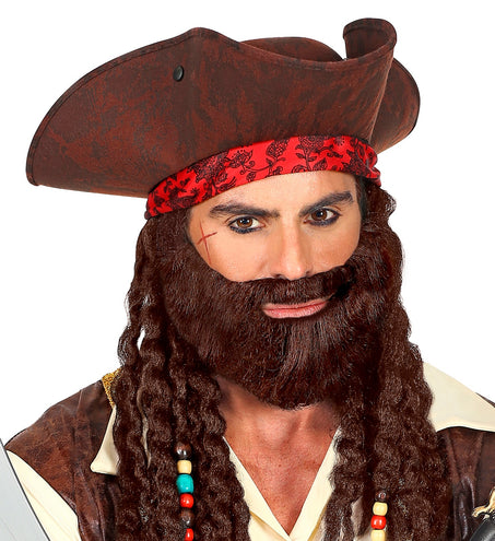 Widmann SRL Bruine snor en baard extra vol