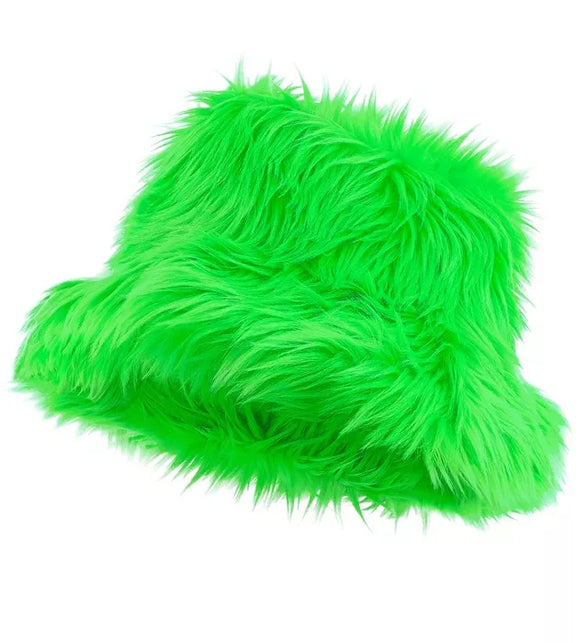 Widmann SRL Bucket hat pluche neon groen Stijn