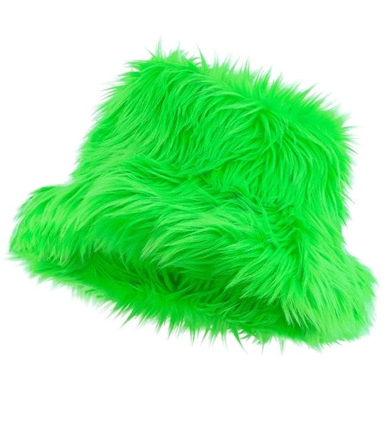 Widmann SRL Bucket hat pluche neon groen Stijn