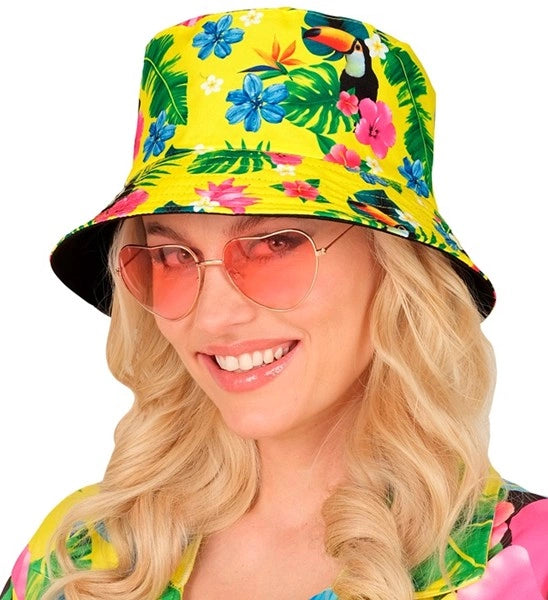 Widmann SRL Bucket hat zomer party geel kostuum Thijs