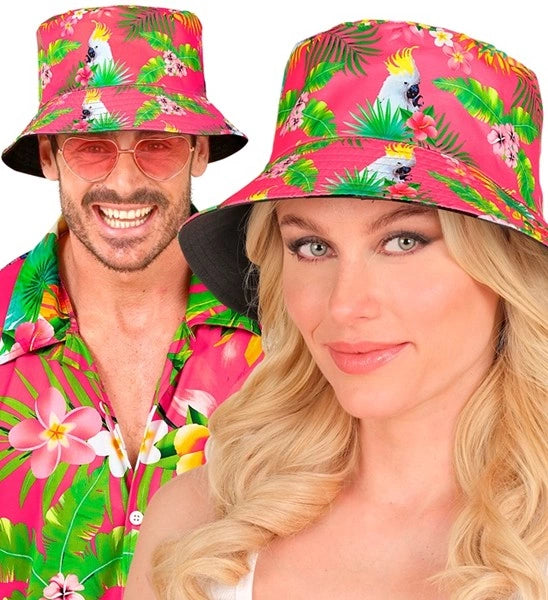 Widmann SRL Bucket hat zomer party roze kostuum Anouk