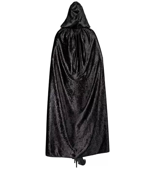 Widmann SRL Cape met kap zwart fluweel met rode binnenvoering 140cm Maud