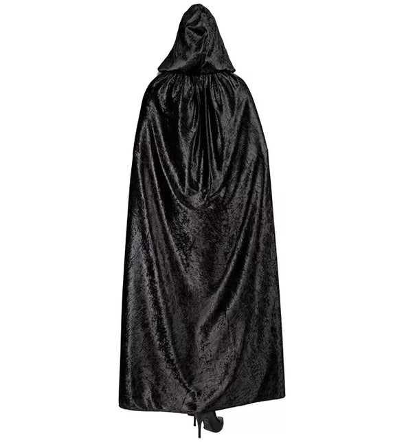 Widmann SRL Cape met kap zwart fluweel met rode binnenvoering 140cm Maud