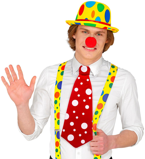 Widmann SRL Clown stropdas rood met witte bollen