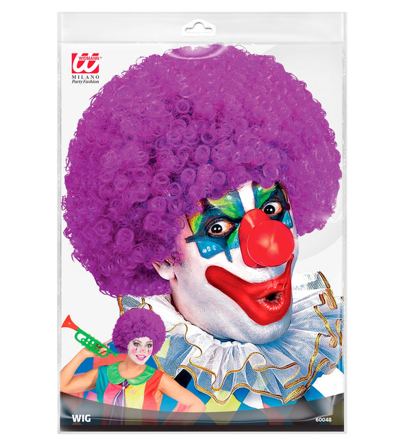 Widmann SRL Clownspruik krulletjes paars
