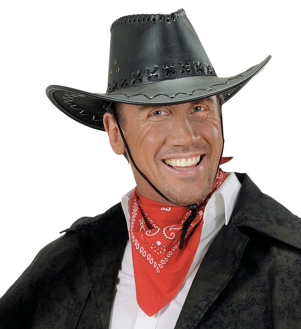 Widmann SRL cowboyhoed lederlook met decoratie zwart