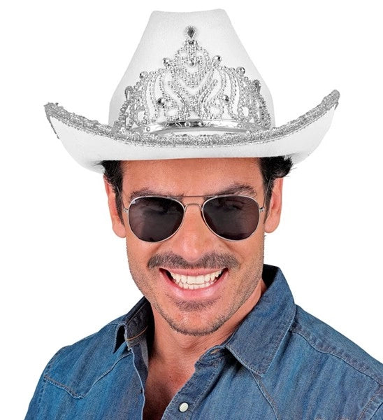 Widmann SRL Cowboyhoed partygirl met tiara wit haarband Maud