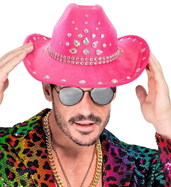Widmann SRL Cowboyhoed roze met diamanten Daan