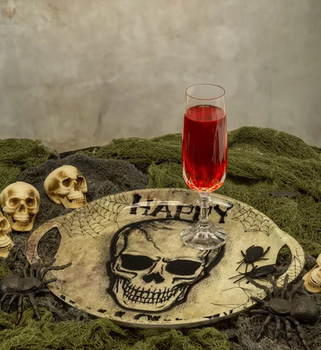 Widmann SRL Dienblad happy halloween schedel met handvaten 30 cm