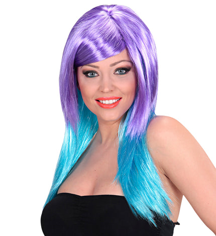 Widmann SRL Dip dye pruik paars blauw
