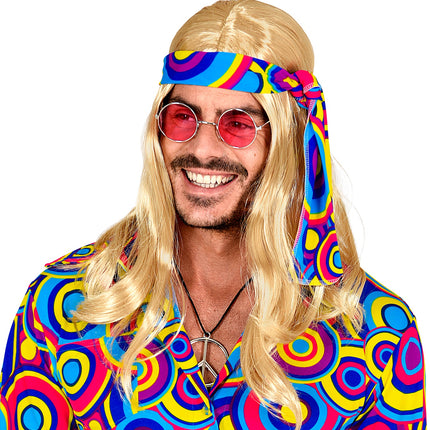 Widmann SRL Disco pruik hippie met hoofdband blond