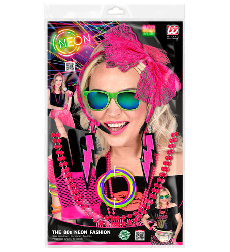 Widmann SRL Disco verkleedset jaren 80 neon roze