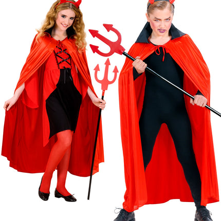 Widmann SRL Duivel cape rood met zwart kraag kind
