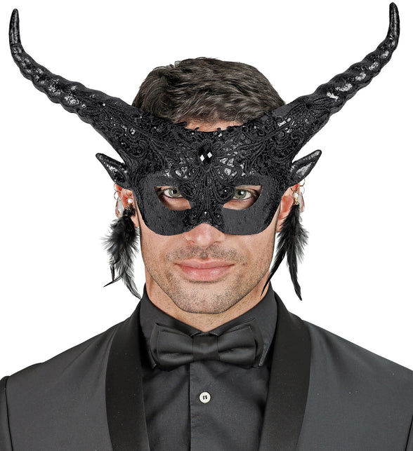 Widmann SRL Duivel masker luxe zwart theater