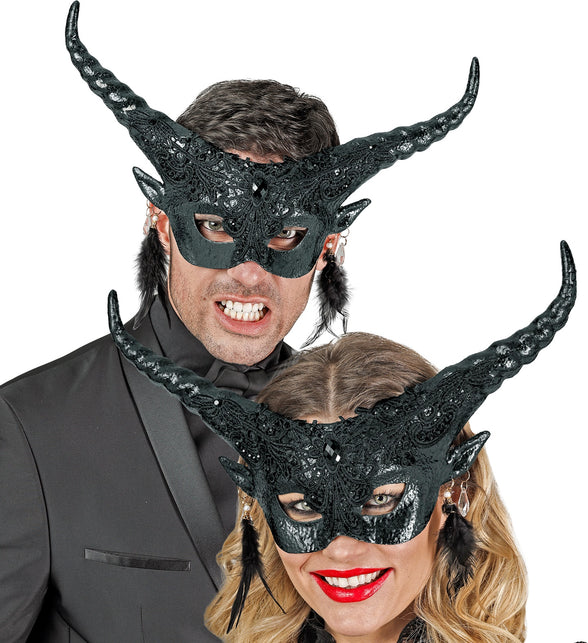 Widmann SRL Duivel masker luxe zwart theater