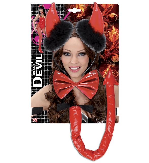 Widmann SRL Duivel set rood met marabou