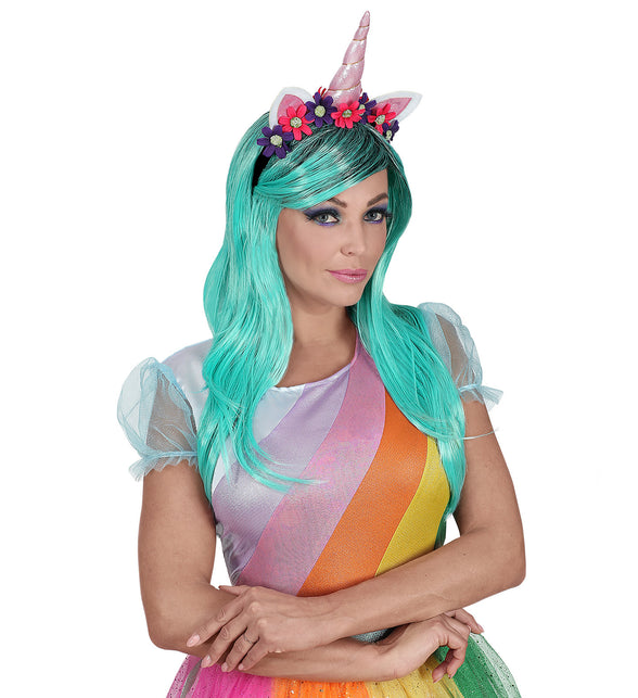 Widmann SRL Eenhoorn pruik met hoofdband