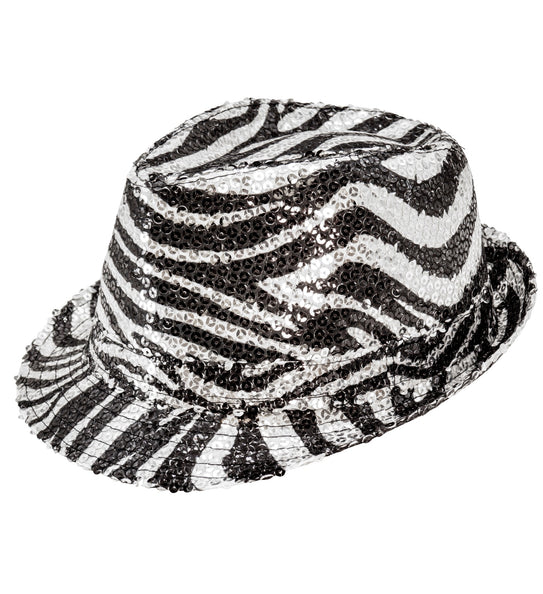 Widmann SRL Fedora pailletten zebra print hoed
