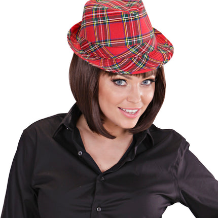 Widmann SRL Fedora Rood Met Tartan Print