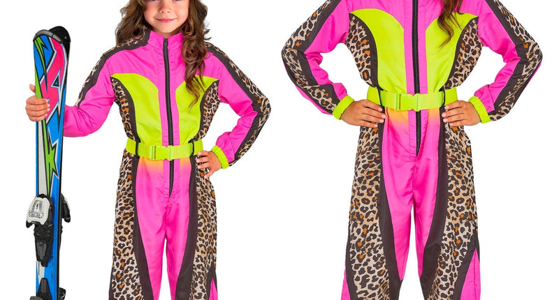 Widmann SRL Fout ski pak snowboarder luipaard roze/geel kind