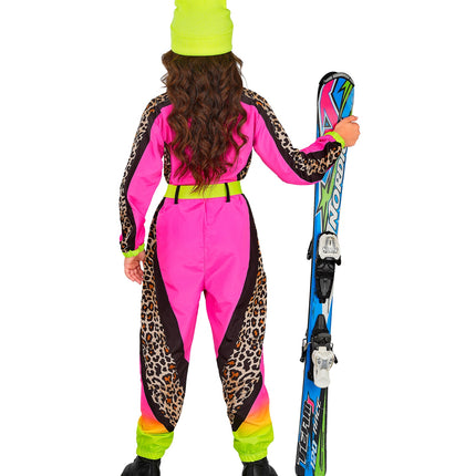 Widmann SRL Fout ski pak snowboarder luipaard roze/geel kind