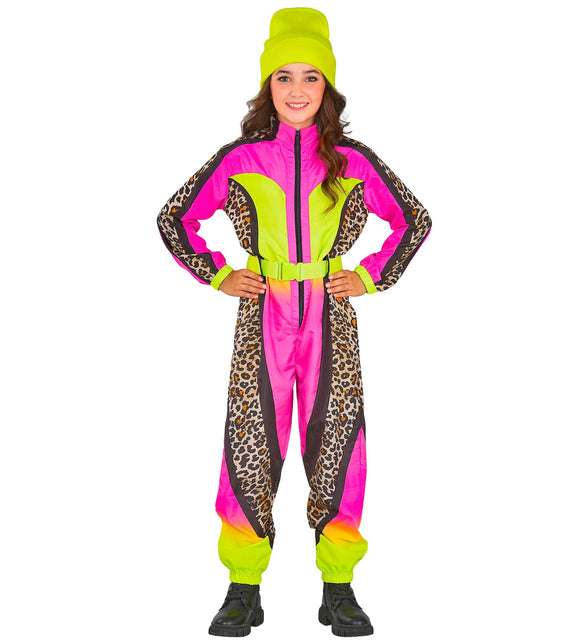 Widmann SRL Fout ski pak snowboarder luipaard roze/geel kind