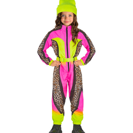 Widmann SRL Fout ski pak snowboarder luipaard roze/geel kind