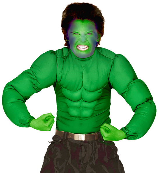 Widmann SRL Gespierd shirt groen Hulk spierballen kind