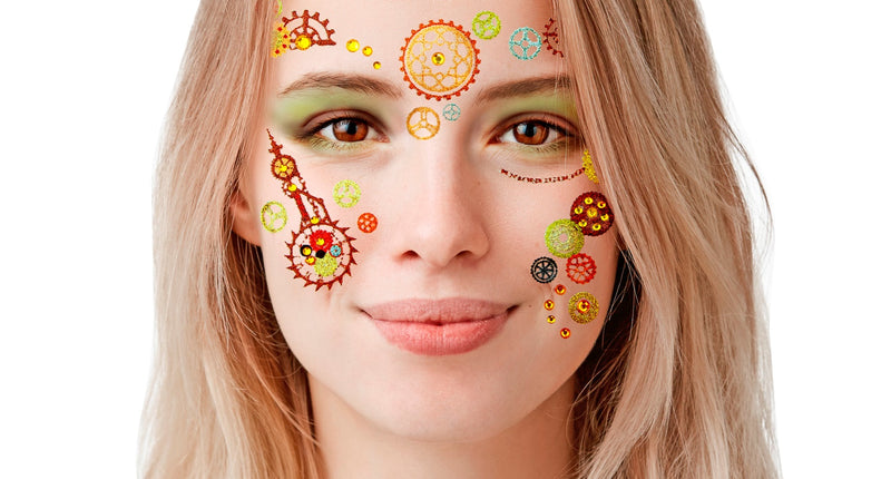 Widmann SRL Gezicht sticker festival glitter steampunk