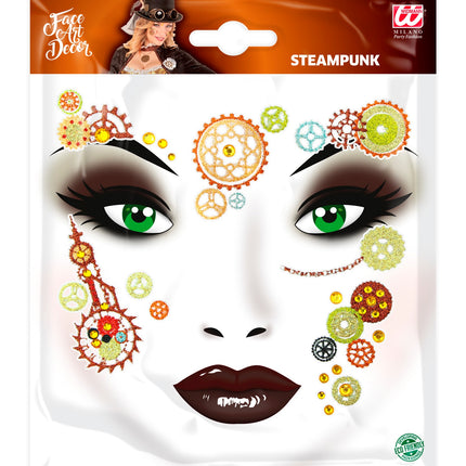 Widmann SRL Gezicht sticker festival glitter steampunk