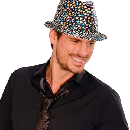 Widmann SRL Glitter gleufhoed met gekleurde pailletten