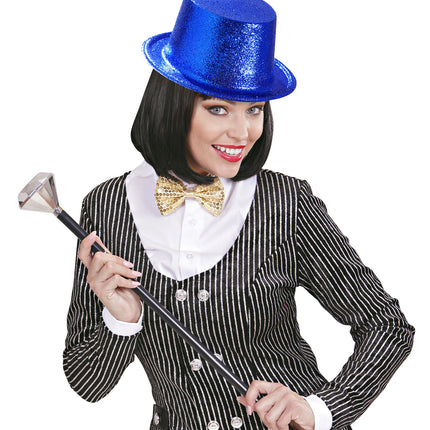 Widmann SRL Glitter hoge hoed blauw