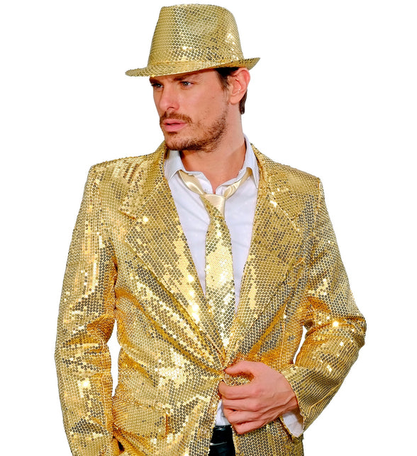 Widmann SRL Glitter stropdas goud pailletten