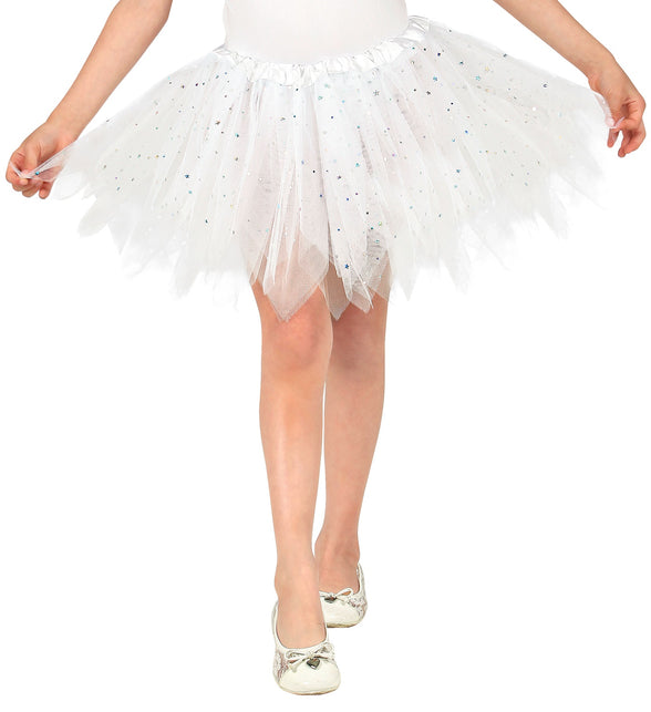 Widmann SRL Glitter tutu rok kort wit kinderen