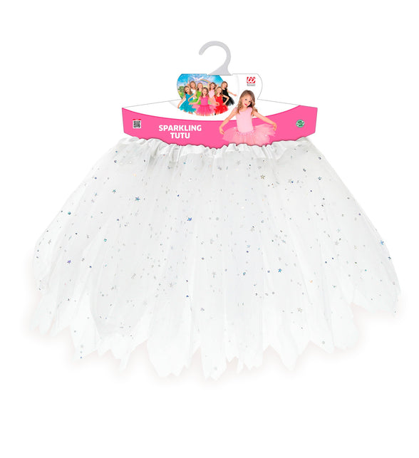 Widmann SRL Glitter tutu rok kort wit kinderen